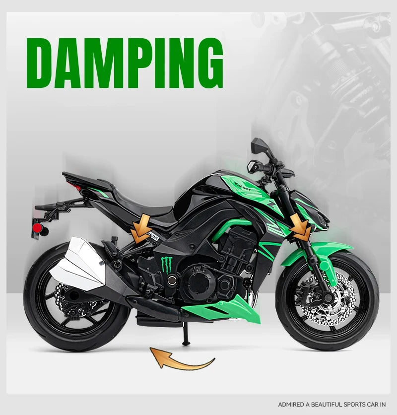 Diecast Kawasaki Ninja Z1000 Sports Motorcycle Model 1 to 12 Scale