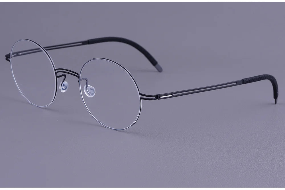 Round Screwless Pure Titanium Eyeglasses Frame