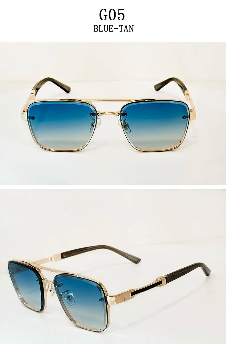 Square Alloy Frame Sunglasses With UV400 Protection