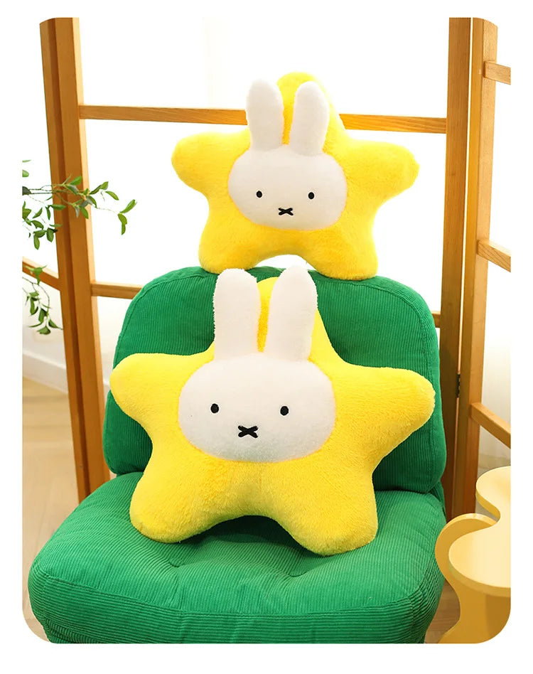New Kawaii Miffy Stuffed Doll Miffy Star Pillow Plush Toy for Kids Anime Birthday Gift Soft Cuddly Sleeping Buddy for Girls