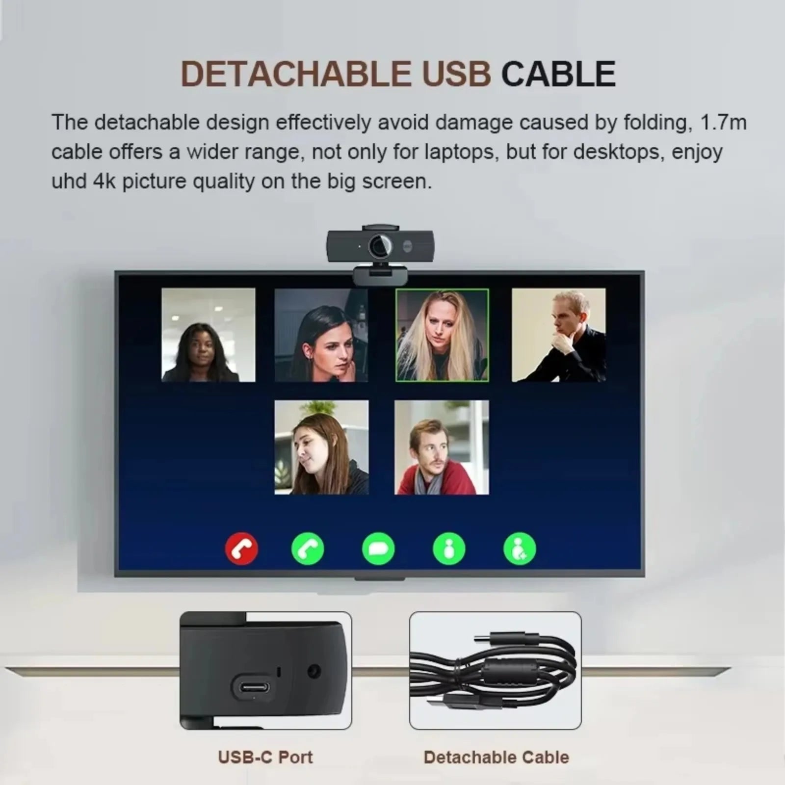 4K Webcam Mini Camera for Pc Autofocus megnetic Privacy Cover Dual Microphone for Live Streaming Online Class Video Conference