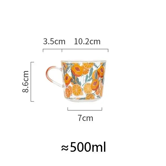 500ml Creative Glass Scale Handgrip Mug Breakfast Milk Coffee Couple Mug Home Tumbler Water Drinkware Fruit Juice Cups