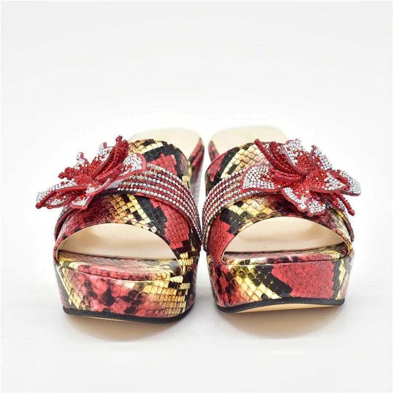 High Heels Women Ladies PU Wedges Shoes Ladies Shoes and Sandals Fashion Platform Leopard Pattern Rhinestone Woman Pumps