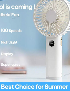 Handheld Personal Fan Portable Mini USB Hand Fan 3600mAh Rechargeable Mini Fan with Stepless Speed Control Display Nightligh