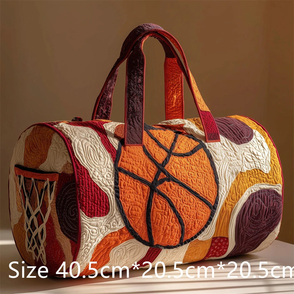 Basketball 3D Printed Quilted Duffel Bag Large Capacity Sport Travel Gym Bag Weekender Overnight Bag for Unisex Basketball Fans