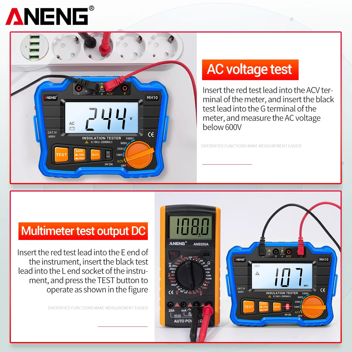 HD Digital Insulation Resistance Gauge Ohmer Testers 1000V Megometer Megohmmeter Ohm Test Auto Range Backlight Meters