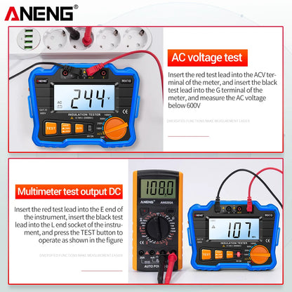 HD Digital Insulation Resistance Gauge Ohmer Testers 1000V Megometer Megohmmeter Ohm Test Auto Range Backlight Meters