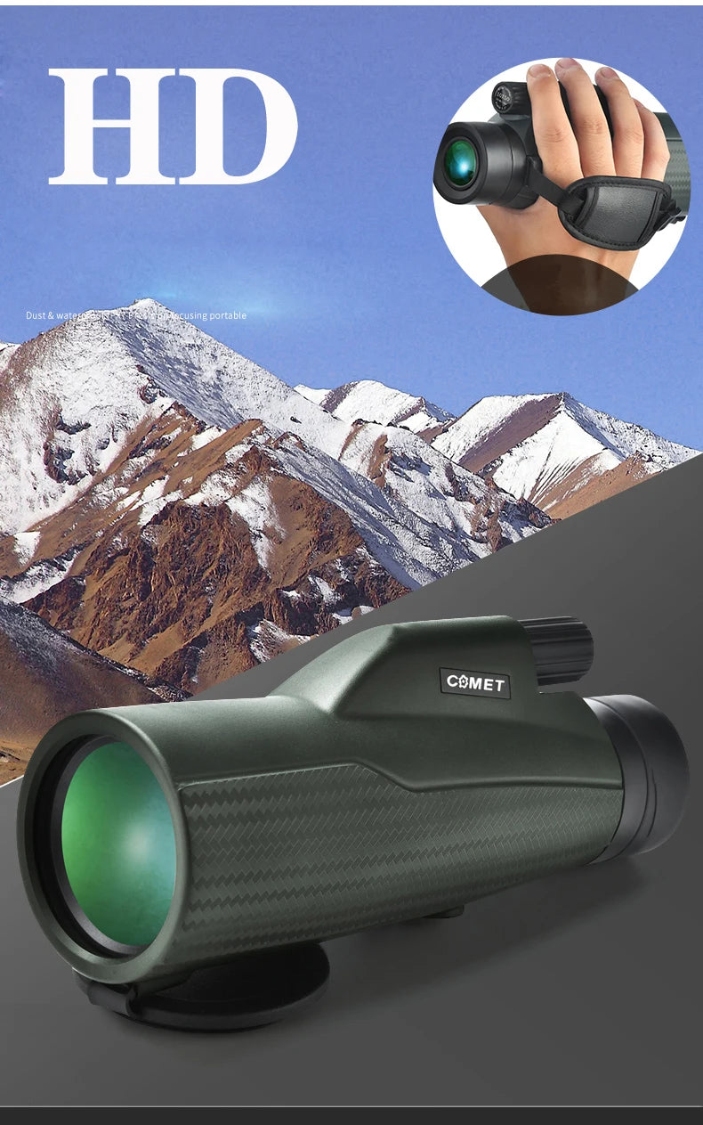 10X50 Monocular Telescope HD Professional With Anti Shake Wristband BAK4 Prism Scope Waterproof for BirdWatching Hiking