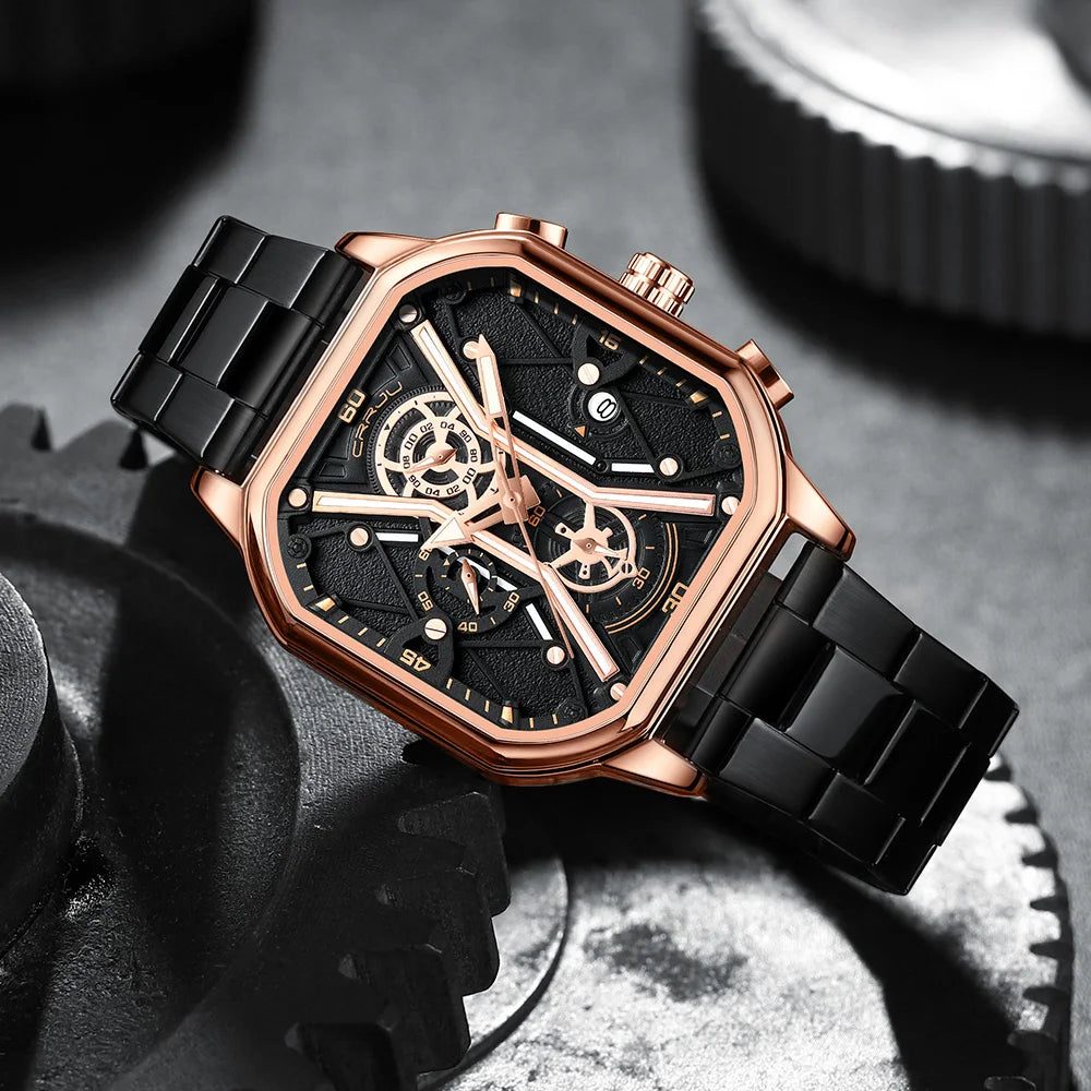 Men Watches Quartz High Quality Stainless Steel Top Brand Luxury Business Waterproof Luminous Chronograph Watch