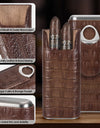 Cigar Case Leather Cigar Travel Case Cedar Wood Portable Cigar Humidor Box with Cigar Cutter Elegant Cigar Box for Men