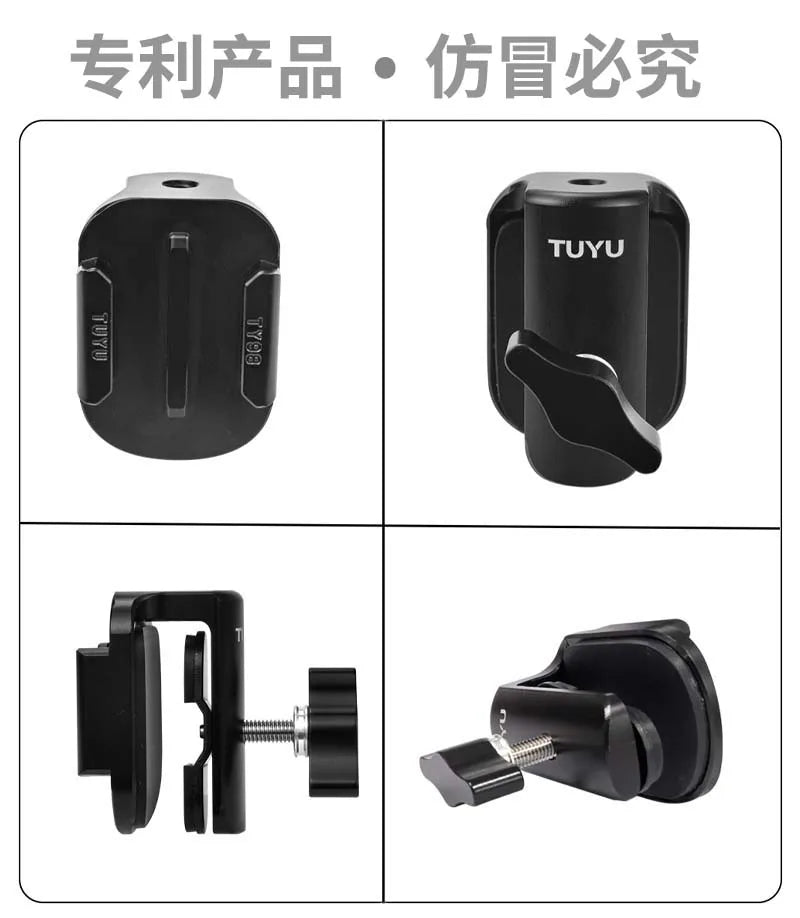 Motorcycle Windshield Aluminum Alloy Action Camera Clip Mount Adjustable Holder for GoPro DJI Insta360 Sports Cameras