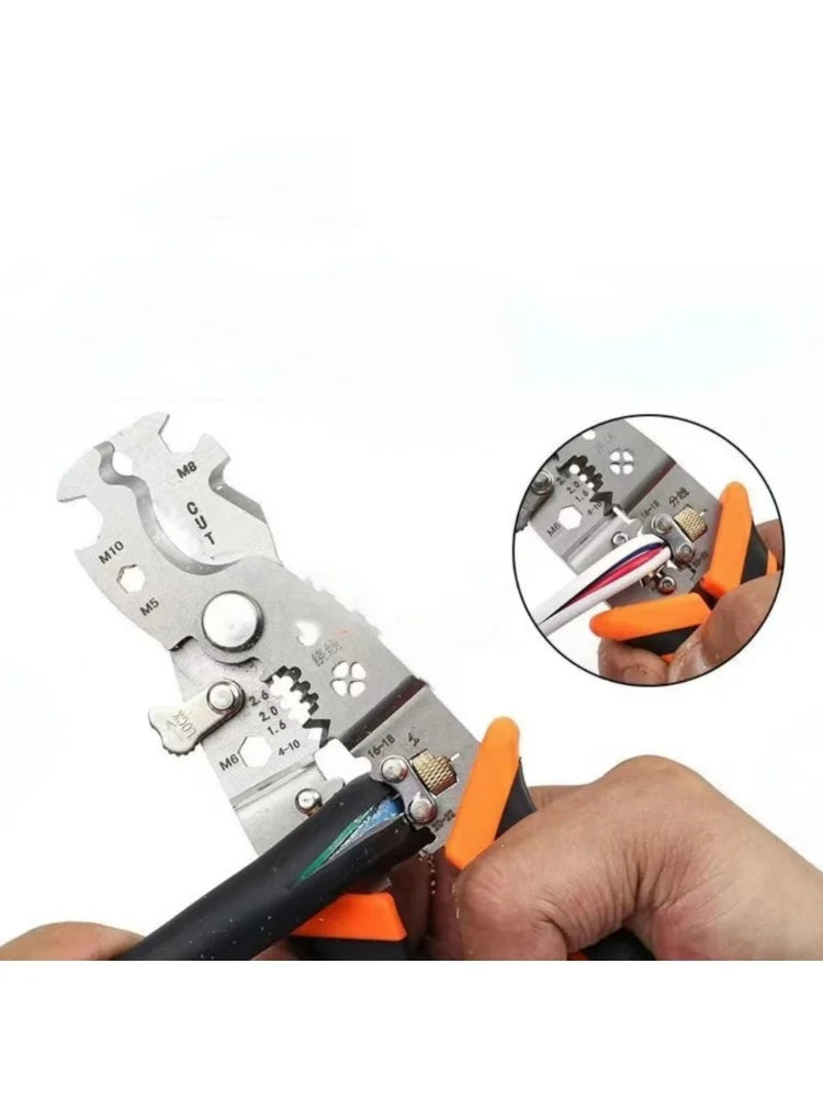 28 in 1 Multifunctional Wire Stripper Crimping Pliers Heavy Duty Stripping Pliers Cable Splitting Pulling Winding Cutting Peeler