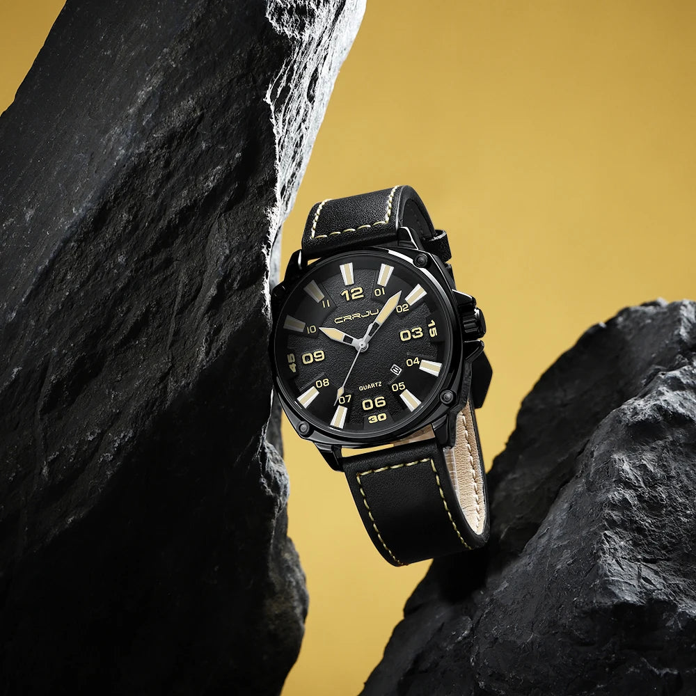 Simple Fashion Thin Date Wristwatches Male Luxury Design Breathable Leather Watches Men's Quartz Clock