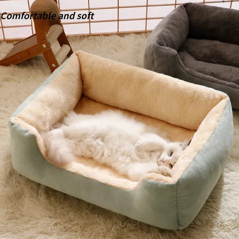 Warm Plush Pet House Bed for Cats and Small Dogs