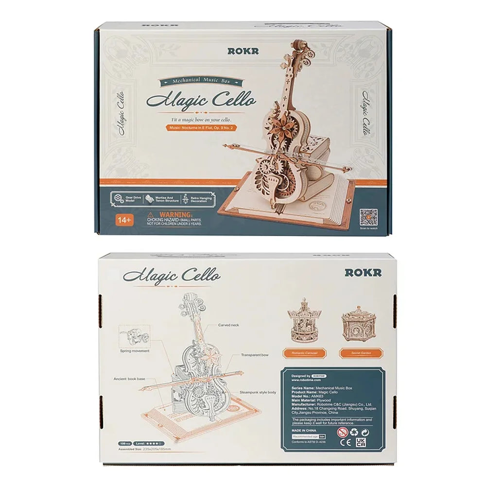 3D Wooden Puzzle Funny Magic Cello Mechanical Music Instrument Creative Toys