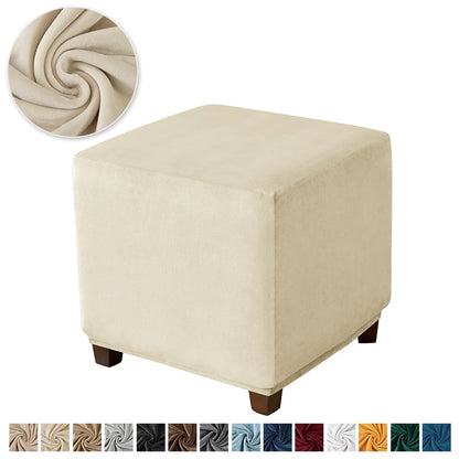 1PC Stretch Square Ottoman Stool Covers Super Soft Velvet stool Cover Elastic All-inclusive Footrest Slipcovers for Living Room