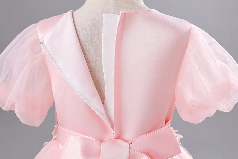 Princess Dress for Girls Elegant Long Tulle Gown  Flower Girl Wedding Dress, Birthday Party Gown, Pageant Costume