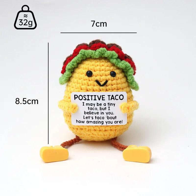 3 Pcs Positive Crochet Hedgehog Doll with Affirmation Card Home Room Decoration Funny Handmade Plush Doll Ornaments Christmas Gifts
