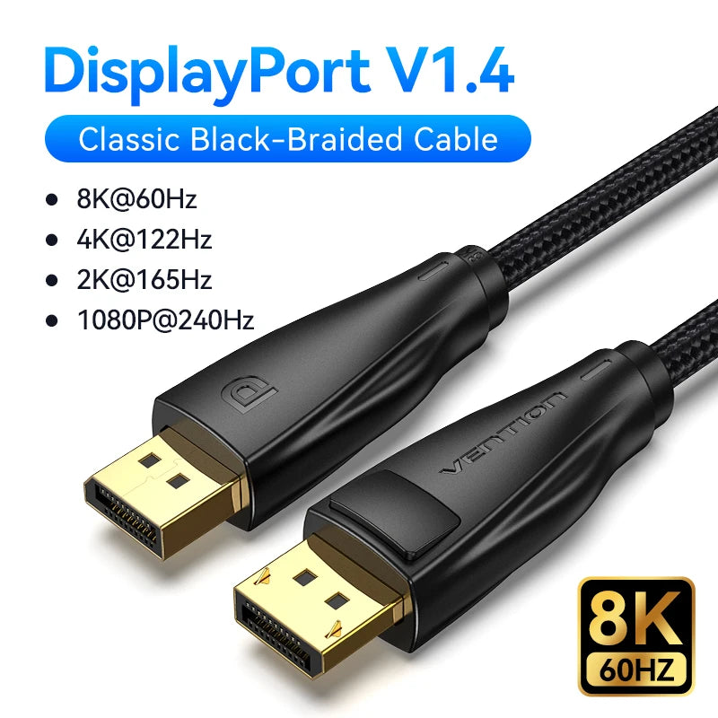DisplayPort 1.4 Cable 8K 60Hz 4K HDR 165Hz Display Port Audio Cable for Video PC Laptop TV Display Port 1.4 DP Cable 1.2