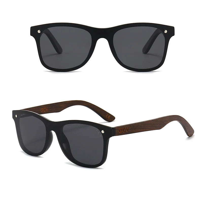 Natural Wooden Polarized UV400 TR90 Frame Sunglasses for Men Fashion Outdoor Eyewear