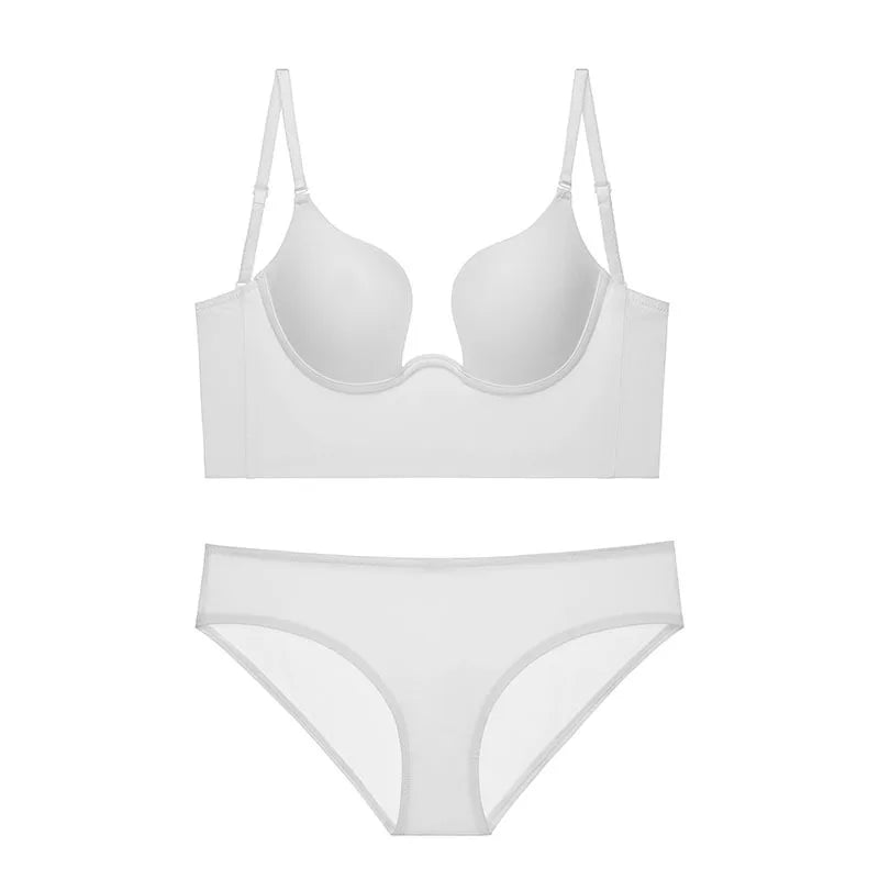 Womens Deep Plunge Underwire Push Up Bra