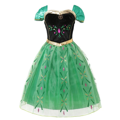 Disney Frozen Anna Dress Children Christmas New Year Princess Dress Girl Fancy Birthday Carnival Party Gown Children Clothes