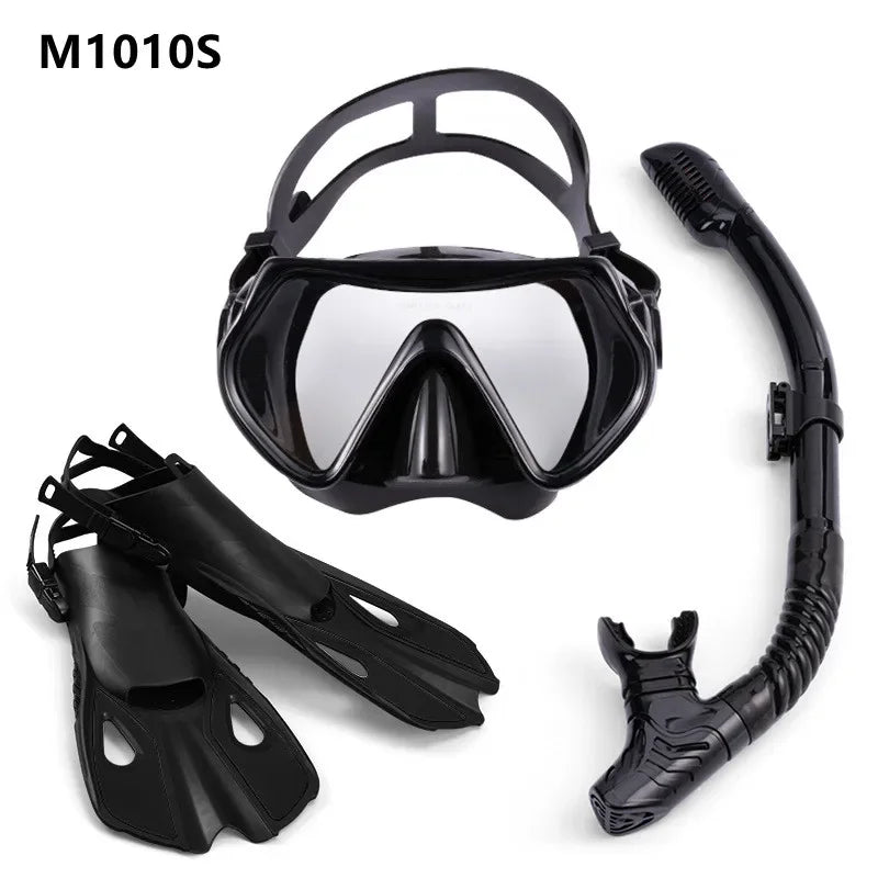 Snorkeling Equipment Panoramic Wide-angle Snorkeling Mask Professional Diving Mask and Snorkel Fin Fins Snorkeling Flipper