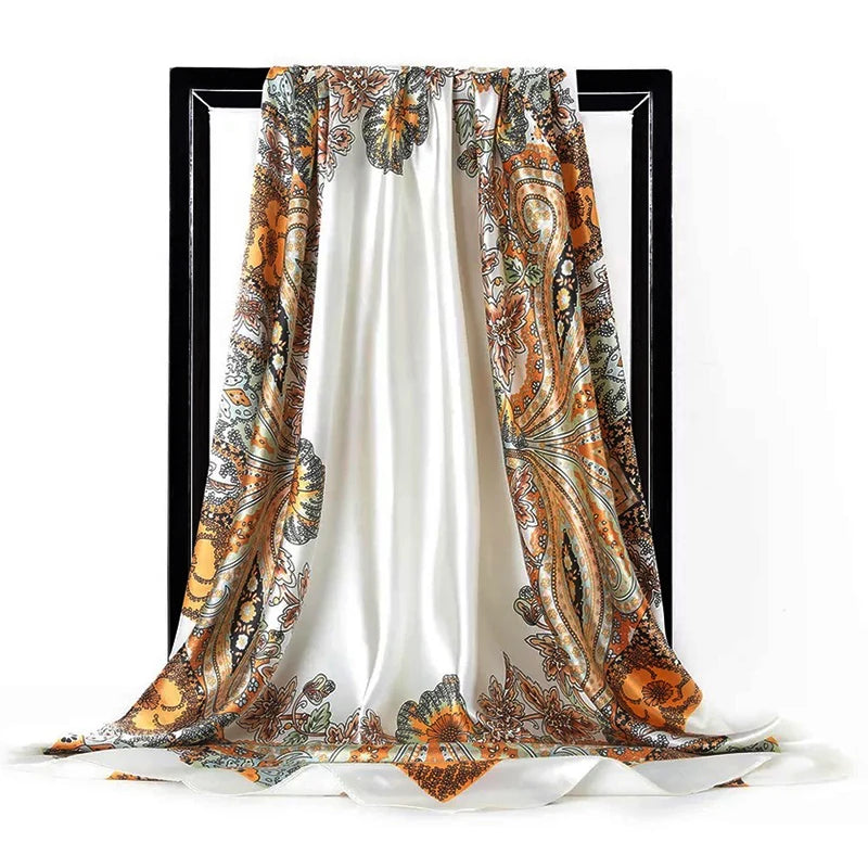 Scarves For Women Print Silk Satin Head Scarf Female Luxury Brand Square Shawl Large Hijab Scarfs