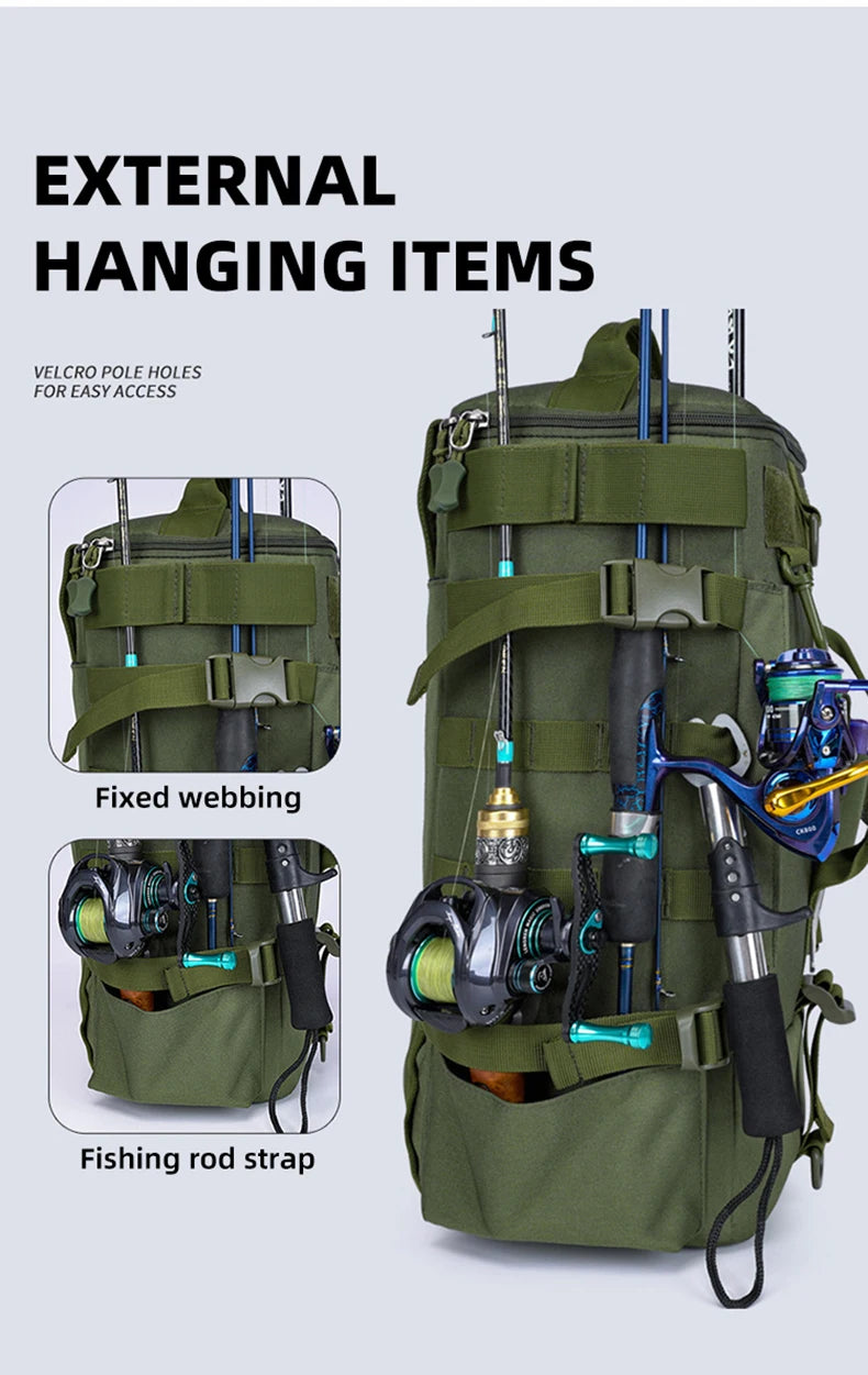 Large Capacity Fishing Gear Storage Backpack Fishing Bag Wet Dry Separation Splash-proof LUYA Bag Hiking Fishing Camping Packs