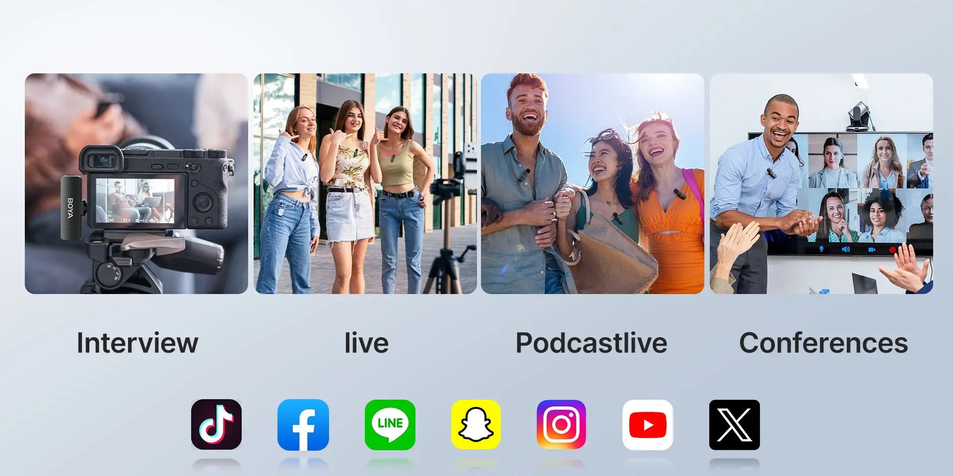 BY-V4 Wireless Lavalier Microphone for iPhone 15/16 Series Type C Smartphone 4-Channel Lapel Mic for Youtube Recording Vlog