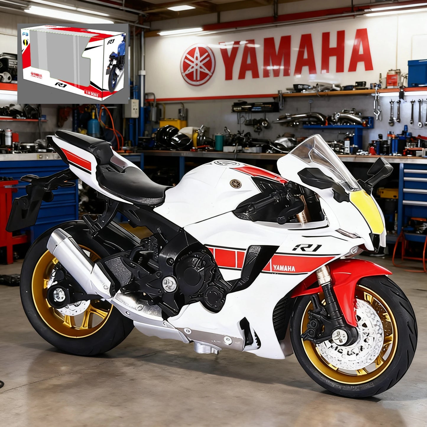 1/18 Suzuki Hayabusa GSX1000R YZF-R1 Motorcycle Model Toy Vehicle Collection Autobike Shork-Absorber Off Road Autocycle Toys Car
