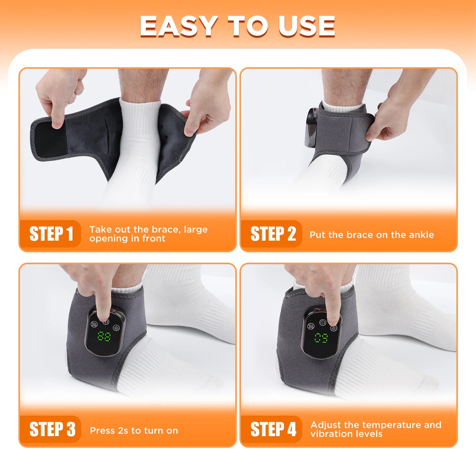Electric Ankle Brace with Adjustable Hot Compress Vibration Massage Ankle Guard Band Carpal Tunnel Foot Protection Support Tool