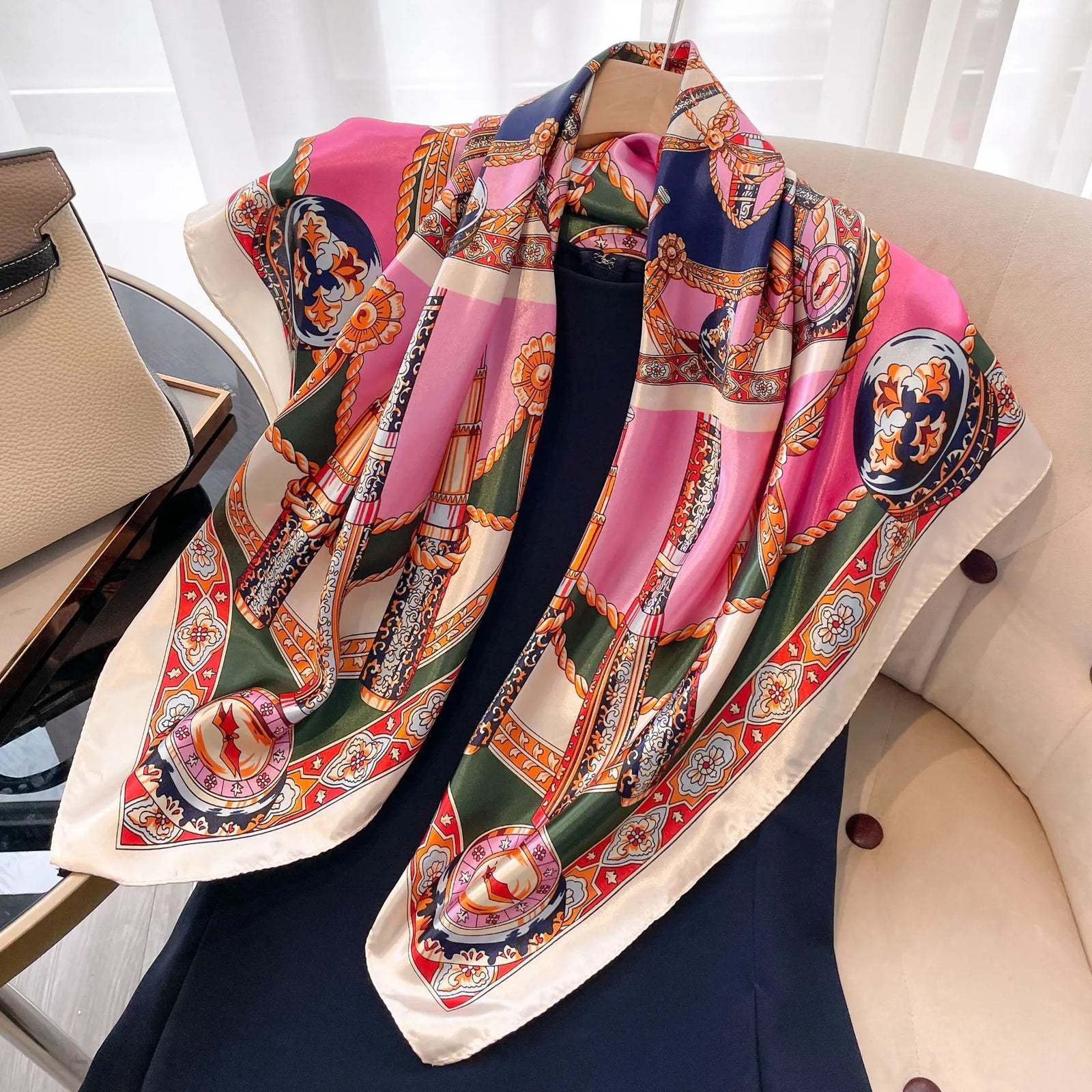 Square Women Scarves Silk Office Ladies Hair Neck Bandanna Headband Foulard Headcloth Muslim Headscarf Female muffler