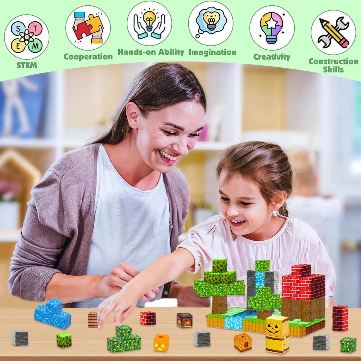 Building Blocks Mine World Cube Set for Boy Girl Age 3+ DIY Model  Stem Montessori Sensory Toys Gift