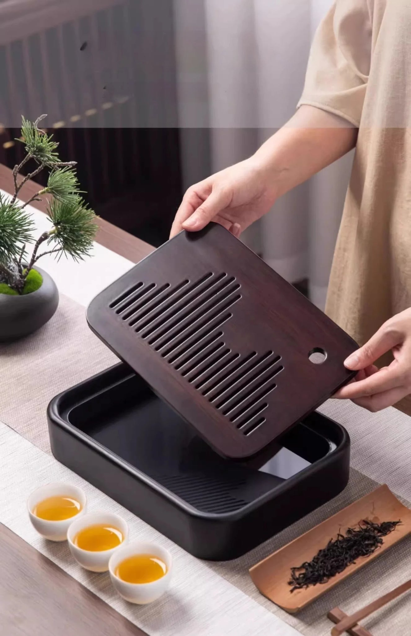 Kitchen Tea Tray Portable Dishes For Tea Bamboo Rectangle Storage Of Water Woodentray For Chinese Style Chaban Tea Table