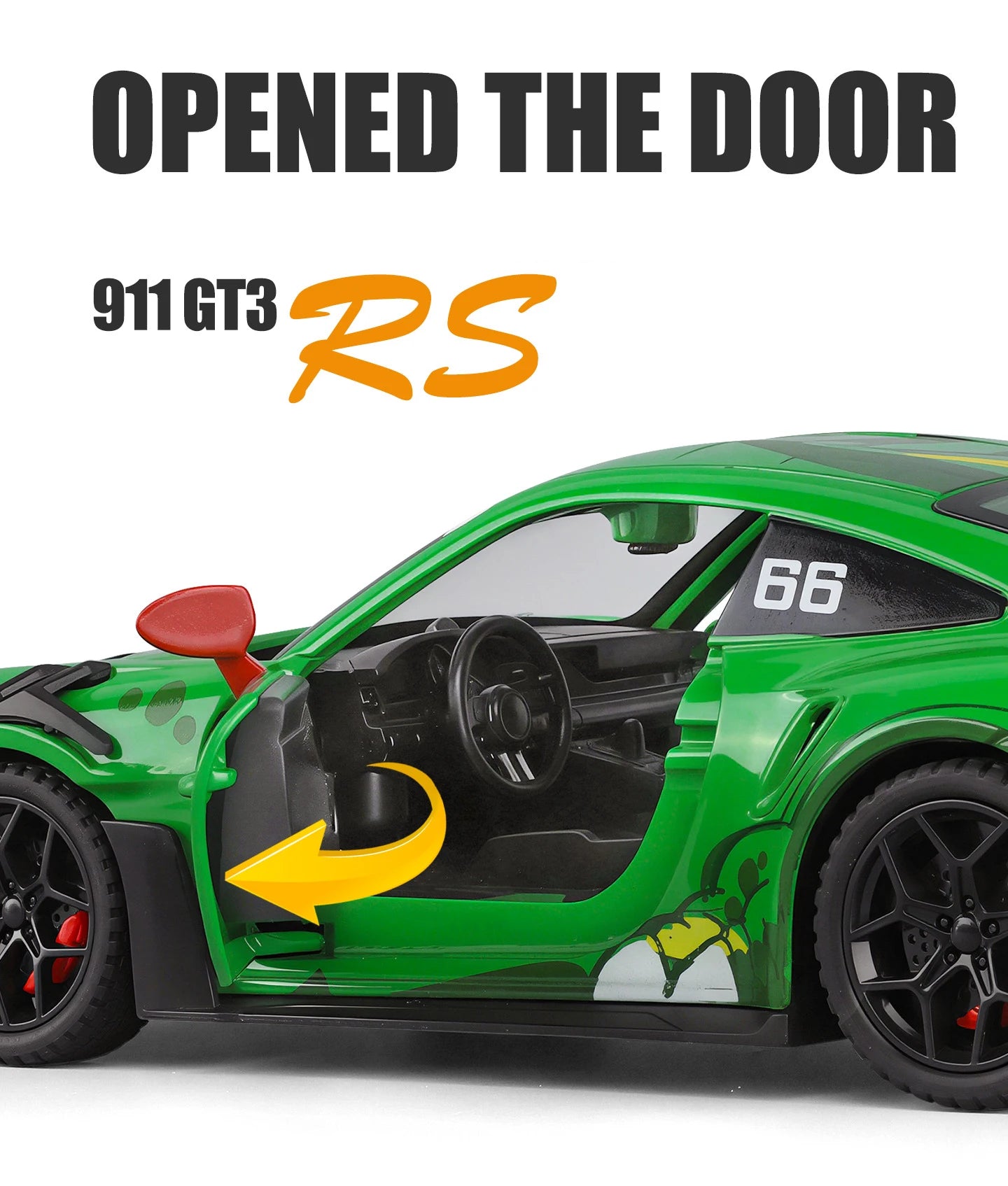 1 32 Scale 911 GT3 RS Dinosaur Modified Diecast Pull Back Model Car with Sound and Light