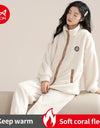 Women’s Winter Flannel Pajama Set – Thick, Soft Coral Fleece with Zipper & Oversized Fit