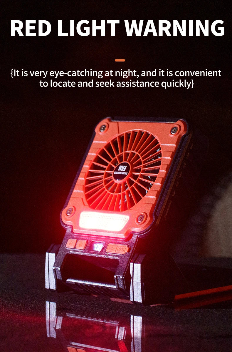 Outdoor Solar Rechargeable Camping Fan Light Foldable Tent Lantern with LED Light USB Portable