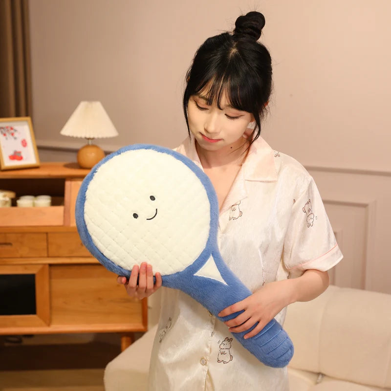 Tennis Racket and Ball Plush Soft Sports Pillow