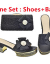 Nigerian Italian Shoes and Bags Set Decorated with Rhinestone Luxury Shoe and Bag Set for Party in Women