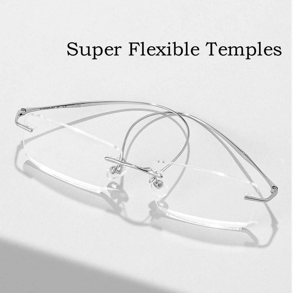 Fashion Business Ultra-light Pure Titanium Eyewear Women Retro Square Optical Prescription Rimless Glasses Frame Men
