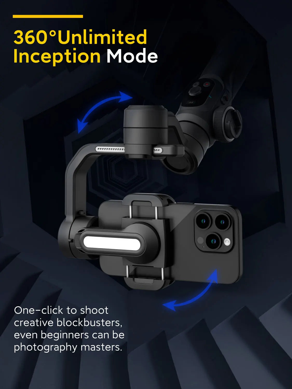 Gimbal Stabilizer for Smartphone Professional Industry-Standard 3-Axis Phone Gimbal with Extendable Rod