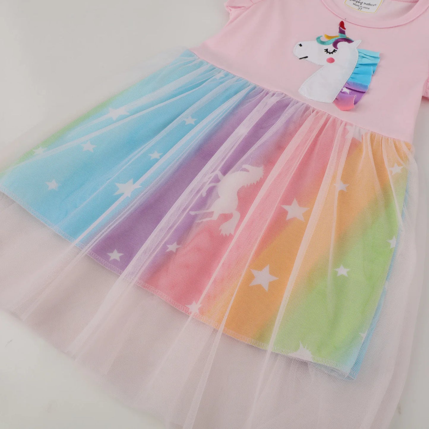 Unicorn Butterfly Princess Cotton Dress for Girls Summer Knee Length Dress