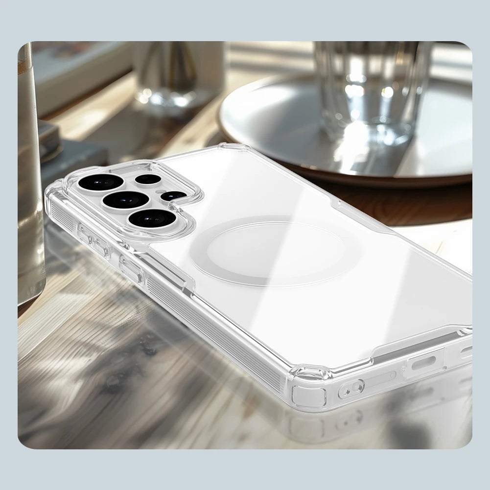 Nature Pro Magnetic Transparent Case for Samsung Galaxy S26 Ultra / S26 Plus – PC + TPU Frame Protective Phone Cover