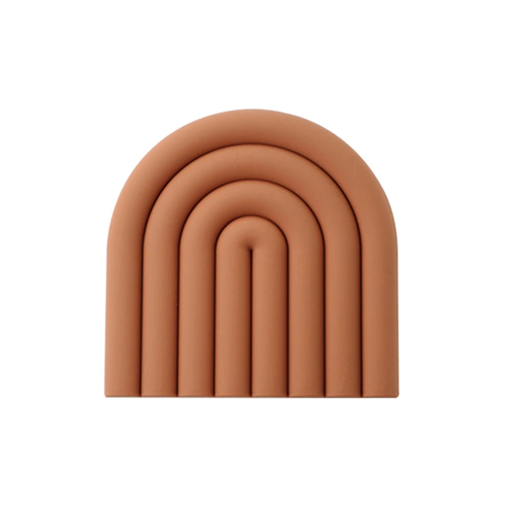 Non-Slip Rainbow Shape Tableware Insulation Mat Silicone Heat insulation Pad Tableware Placement Stackable Coffee Cup Coasters