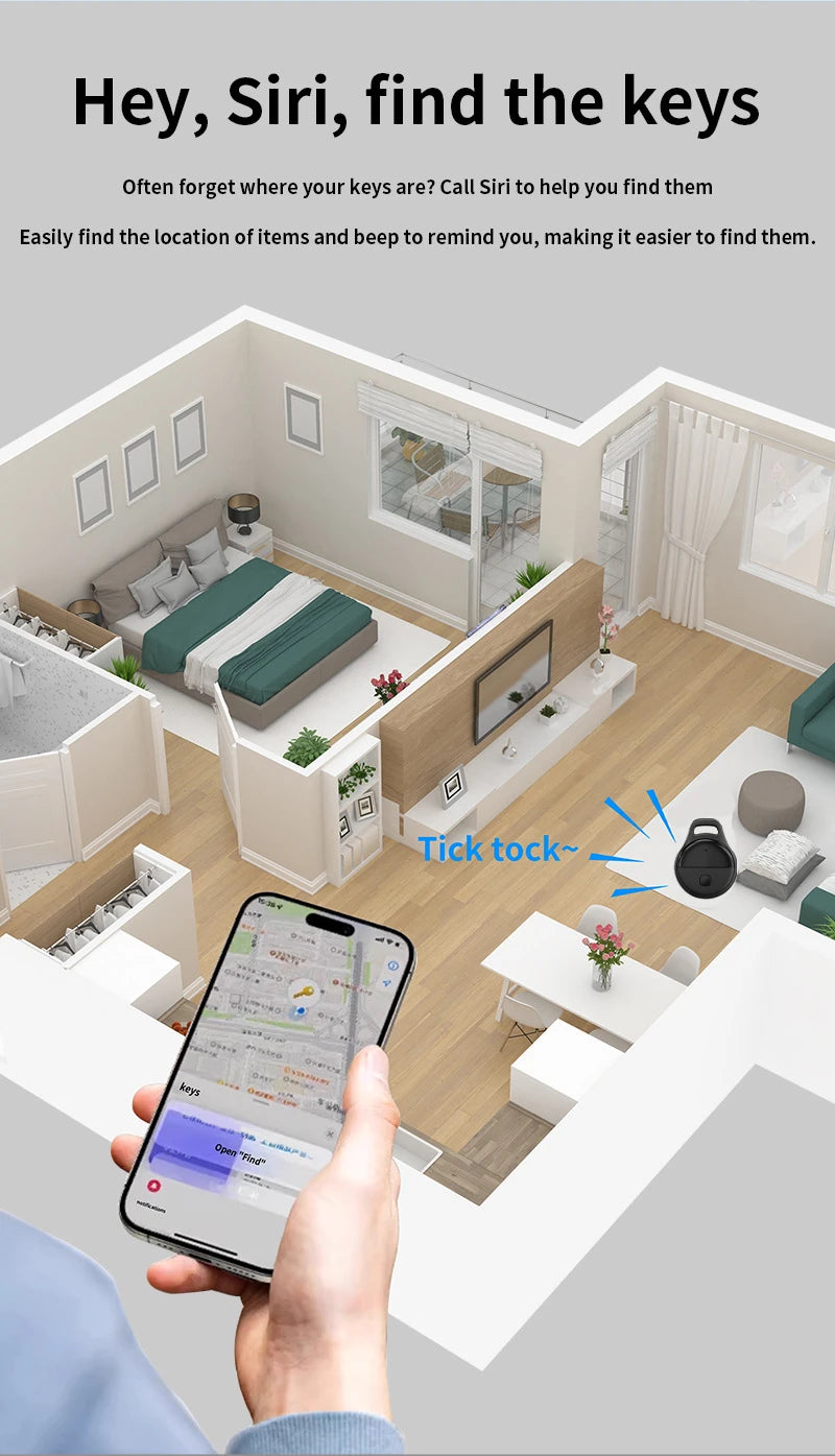 Mini Anti-lost Tracker Global Precision Positioning Locator With Find My App Extended Battery Life For  Pets Elderly