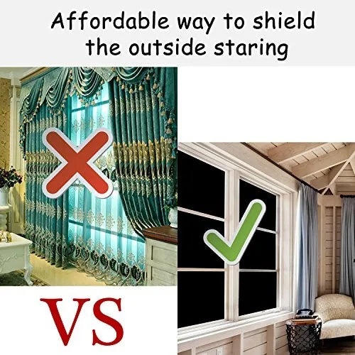 100% Light Blocking Window Film Static Self adhesive Glass Stickers Black Matte Privacy Protective Window Decals Heat Insulation