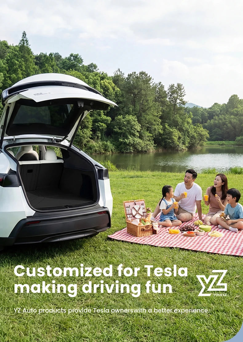 Nappa Leather Full Coverage Trunk Mat Set for Tesla Model Y Juniper 2025 2026 7 Piece Cargo Liner