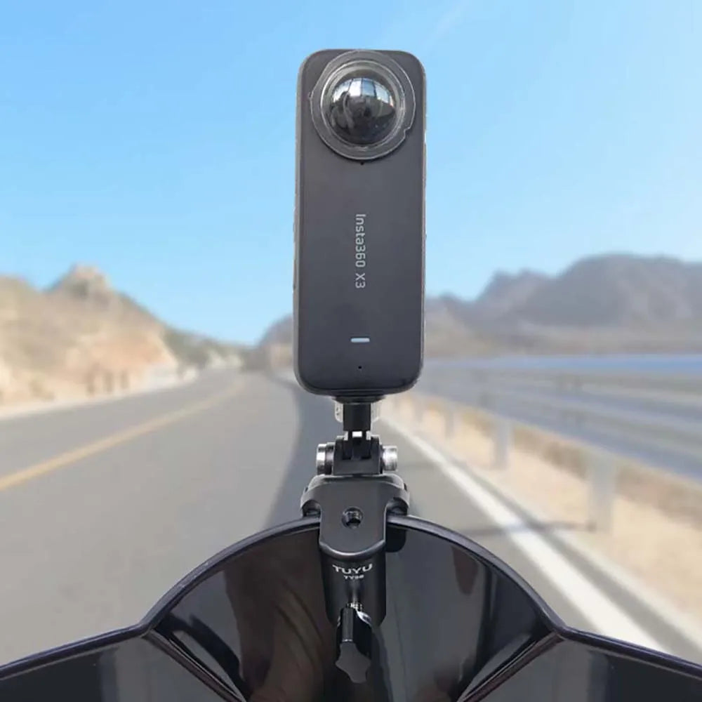Motorcycle Windshield Aluminum Alloy Action Camera Clip Mount Adjustable Holder for GoPro DJI Insta360 Sports Cameras
