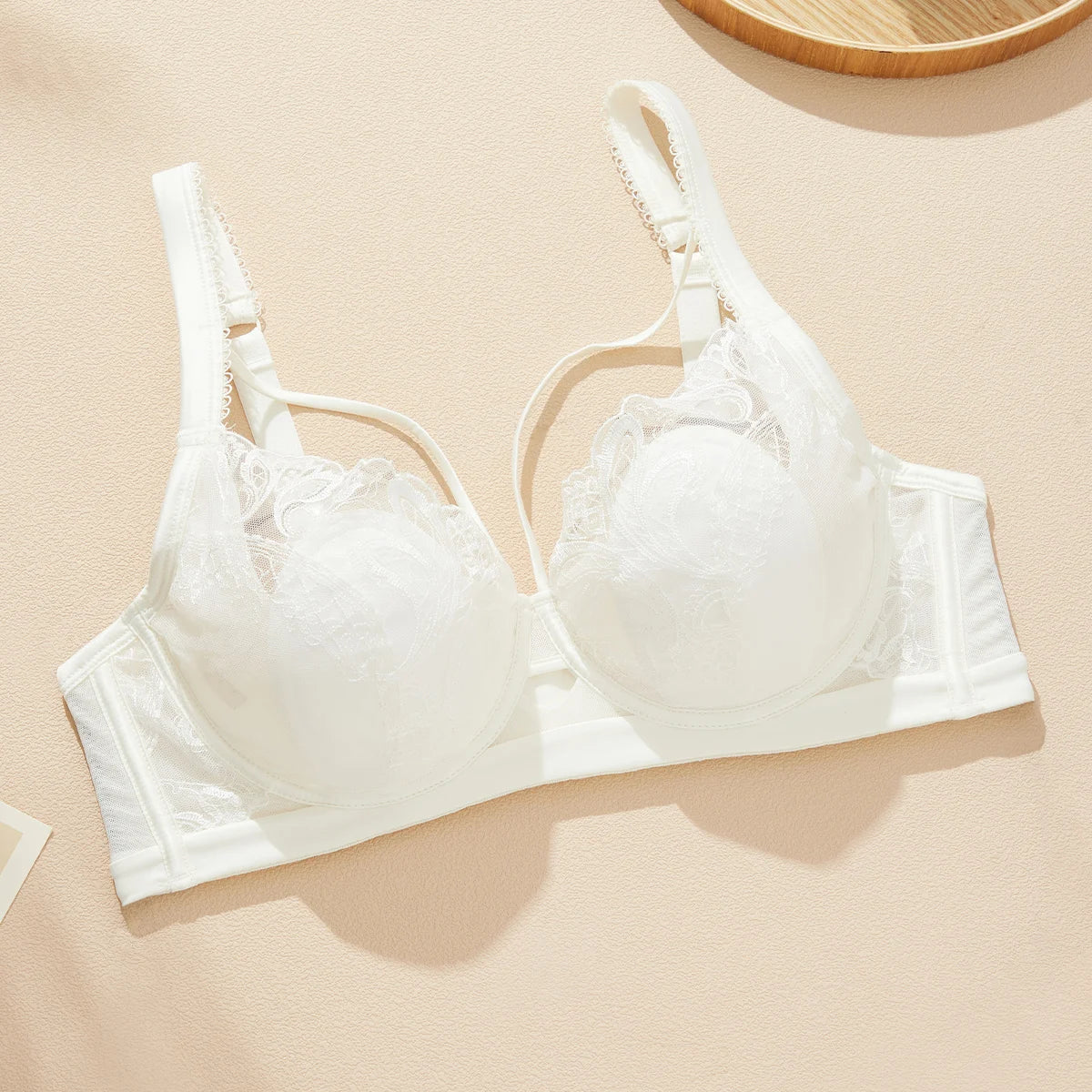 Womens Floral Embroidery Lace Push Up Underwire Bra